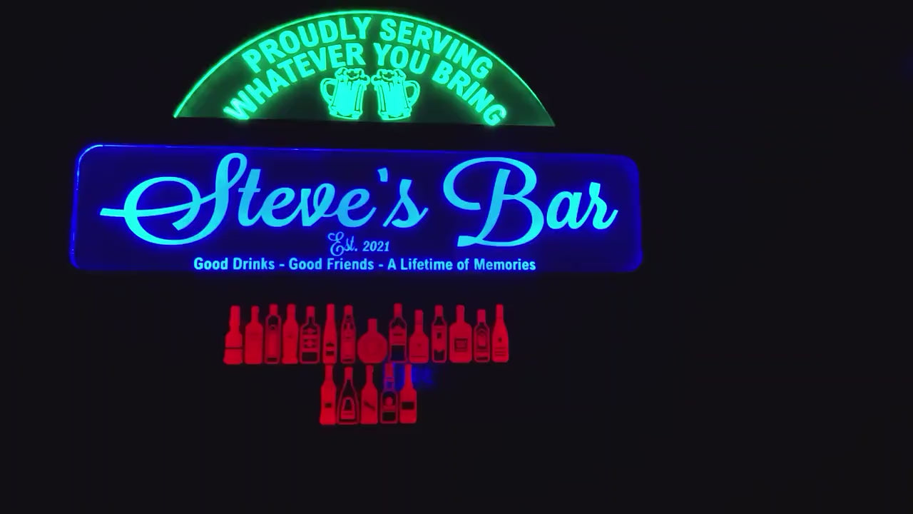 Unique Custom 3 Color Bar Sign Led Wall Neon Like - You Can Change the Colors via Remote - 3 Sizes - Free Shipping - Made in USA